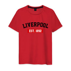 Мужская футболка хлопок с принтом FC Liverpool Est. 1892 в Курске, 100% хлопок | прямой крой, круглый вырез горловины, длина до линии бедер, слегка спущенное плечо. | ливерпуль