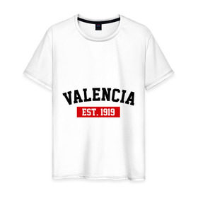Мужская футболка хлопок с принтом FC Valencia Est. 1919 в Курске, 100% хлопок | прямой крой, круглый вырез горловины, длина до линии бедер, слегка спущенное плечо. | fc valencia | fc valencia est 1919 | valencia | валенсия | фк валенсия