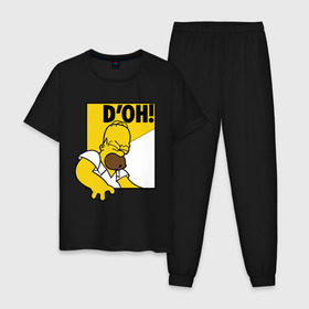 Мужская пижама хлопок с принтом Гомер (DOH!) в Курске, 100% хлопок | брюки и футболка прямого кроя, без карманов, на брюках мягкая резинка на поясе и по низу штанин
 | гомер