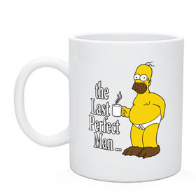 Кружка с принтом Homer (The Last Perfect Man...) в Курске, керамика | объем — 330 мл, диаметр — 80 мм. Принт наносится на бока кружки, можно сделать два разных изображения | гомер