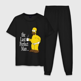 Мужская пижама хлопок с принтом Homer (The Last Perfect Man...) в Курске, 100% хлопок | брюки и футболка прямого кроя, без карманов, на брюках мягкая резинка на поясе и по низу штанин
 | Тематика изображения на принте: гомер