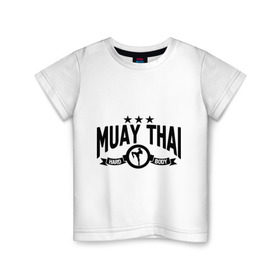Детская футболка хлопок с принтом Muay thai boxing (Тайский бокс) в Курске, 100% хлопок | круглый вырез горловины, полуприлегающий силуэт, длина до линии бедер | Тематика изображения на принте: муай тай