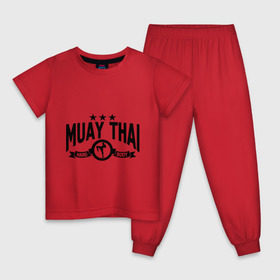 Детская пижама хлопок с принтом Muay thai boxing (Тайский бокс) в Курске, 100% хлопок |  брюки и футболка прямого кроя, без карманов, на брюках мягкая резинка на поясе и по низу штанин
 | Тематика изображения на принте: муай тай