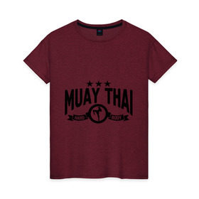 Женская футболка хлопок с принтом Muay thai boxing (Тайский бокс) в Курске, 100% хлопок | прямой крой, круглый вырез горловины, длина до линии бедер, слегка спущенное плечо | муай тай
