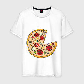 Мужская футболка хлопок с принтом Пицца парная в Курске, 100% хлопок | прямой крой, круглый вырез горловины, длина до линии бедер, слегка спущенное плечо. | pizza | влюбленным | для влюбленных | для двоих | для пар | парные | пицца