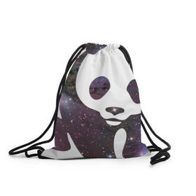 Рюкзак-мешок 3D с принтом Panda space в Курске, 100% полиэстер | плотность ткани — 200 г/м2, размер — 35 х 45 см; лямки — толстые шнурки, застежка на шнуровке, без карманов и подкладки | панда