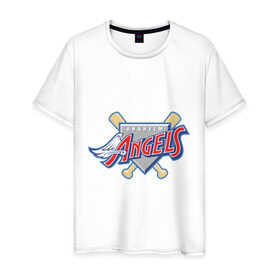 Мужская футболка хлопок с принтом Angels of Anaheim в Курске, 100% хлопок | прямой крой, круглый вырез горловины, длина до линии бедер, слегка спущенное плечо. | baseball | los angeles angels of anaheim | бейсбол | спорт