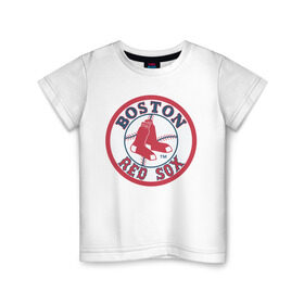 Детская футболка хлопок с принтом Boston Red Sox в Курске, 100% хлопок | круглый вырез горловины, полуприлегающий силуэт, длина до линии бедер | baseball | boston red sox | бейсбол | бостон | красные носки | ред сокс | спорт