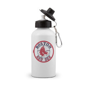 Бутылка спортивная с принтом Boston Red Sox в Курске, металл | емкость — 500 мл, в комплекте две пластиковые крышки и карабин для крепления | baseball | boston red sox | бейсбол | бостон | красные носки | ред сокс | спорт