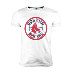 Мужская футболка премиум с принтом Boston Red Sox в Курске, 92% хлопок, 8% лайкра | приталенный силуэт, круглый вырез ворота, длина до линии бедра, короткий рукав | Тематика изображения на принте: baseball | boston red sox | бейсбол | бостон | красные носки | ред сокс | спорт