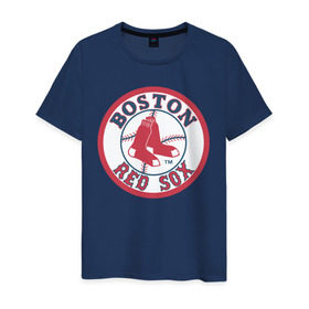 Мужская футболка хлопок с принтом Boston Red Sox в Курске, 100% хлопок | прямой крой, круглый вырез горловины, длина до линии бедер, слегка спущенное плечо. | Тематика изображения на принте: baseball | boston red sox | бейсбол | бостон | красные носки | ред сокс | спорт