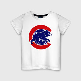 Детская футболка хлопок с принтом Chicago Cubs logo в Курске, 100% хлопок | круглый вырез горловины, полуприлегающий силуэт, длина до линии бедер | Тематика изображения на принте: baseball | chicago cubs bear | бейсбол | спорт | чикаго