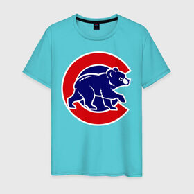 Мужская футболка хлопок с принтом Chicago Cubs logo в Курске, 100% хлопок | прямой крой, круглый вырез горловины, длина до линии бедер, слегка спущенное плечо. | baseball | chicago cubs bear | бейсбол | спорт | чикаго