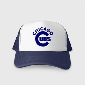 Кепка тракер с сеткой с принтом Chicago Cubs logotype в Курске, трикотажное полотно; задняя часть — сетка | длинный козырек, универсальный размер, пластиковая застежка | baseball | chicago cubs bear | бейсбол | спорт | чикаго