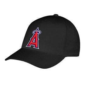Бейсболка с принтом Los Angeles Angels of Anaheim logo в Курске, 100% хлопок | классический козырек, металлическая застежка-регулятор размера | Тематика изображения на принте: baseball | los angeles angels of anaheim | бейсбол | спорт