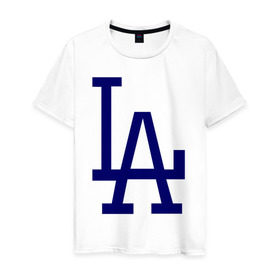 Мужская футболка хлопок с принтом Los Angeles Dodgers logo в Курске, 100% хлопок | прямой крой, круглый вырез горловины, длина до линии бедер, слегка спущенное плечо. | baseball | la | los angeles dodgers | бейсбол | лос анджелес доджерс | спорт