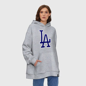 Худи SuperOversize хлопок с принтом Los Angeles Dodgers logo в Курске, 70% хлопок, 30% полиэстер, мягкий начес внутри | карман-кенгуру, эластичная резинка на манжетах и по нижней кромке, двухслойный капюшон
 | baseball | la | los angeles dodgers | бейсбол | лос анджелес доджерс | спорт