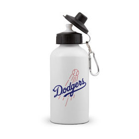 Бутылка спортивная с принтом Los Angeles Dodgers logotype в Курске, металл | емкость — 500 мл, в комплекте две пластиковые крышки и карабин для крепления | baseball | los angeles dodgers | бейсбол | лос анджелес доджерс | спорт