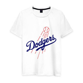 Мужская футболка хлопок с принтом Los Angeles Dodgers logotype в Курске, 100% хлопок | прямой крой, круглый вырез горловины, длина до линии бедер, слегка спущенное плечо. | baseball | los angeles dodgers | бейсбол | лос анджелес доджерс | спорт
