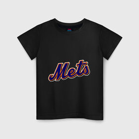 Детская футболка хлопок с принтом Mets в Курске, 100% хлопок | круглый вырез горловины, полуприлегающий силуэт, длина до линии бедер | baseball | mets | new york mets | бейсбол | нью йорк метс | спорт