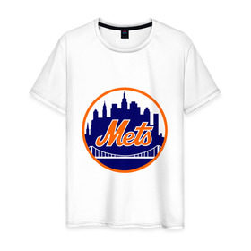 Мужская футболка хлопок с принтом New York Mets в Курске, 100% хлопок | прямой крой, круглый вырез горловины, длина до линии бедер, слегка спущенное плечо. | baseball | mets | new york mets | бейсбол | нью йорк метс | спорт