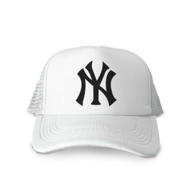 Кепка тракер с сеткой с принтом New York Yankees в Курске, трикотажное полотно; задняя часть — сетка | длинный козырек, универсальный размер, пластиковая застежка | baseball | new york yankees | бейсбол | нью йорк янкиз | спорт | янки