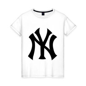 Женская футболка хлопок с принтом New York Yankees в Курске, 100% хлопок | прямой крой, круглый вырез горловины, длина до линии бедер, слегка спущенное плечо | baseball | new york yankees | бейсбол | нью йорк янкиз | спорт | янки
