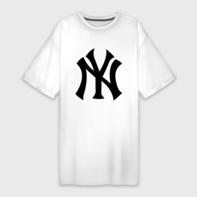 Платье-футболка хлопок с принтом New York Yankees в Курске,  |  | baseball | new york yankees | бейсбол | нью йорк янкиз | спорт | янки