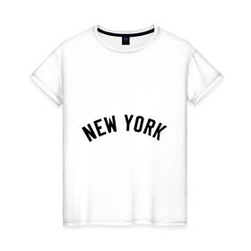 Женская футболка хлопок с принтом New York Yankees logotype в Курске, 100% хлопок | прямой крой, круглый вырез горловины, длина до линии бедер, слегка спущенное плечо | baseball | new york yankees | бейсбол | нью йорк янкиз | спорт | янки