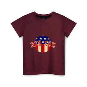 Детская футболка хлопок с принтом Red Sox в Курске, 100% хлопок | круглый вырез горловины, полуприлегающий силуэт, длина до линии бедер | baseball | boston red sox | бейсбол | бостон | красные носки | ред сокс | спорт