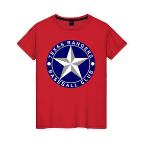 Женская футболка хлопок с принтом Texas Rangers Baseball Club в Курске, 100% хлопок | прямой крой, круглый вырез горловины, длина до линии бедер, слегка спущенное плечо | baseball | texas rangers | бейсбол | спорт | техас рейнджерс