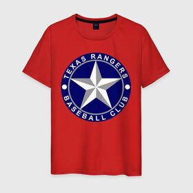 Мужская футболка хлопок с принтом Texas Rangers Baseball Club в Курске, 100% хлопок | прямой крой, круглый вырез горловины, длина до линии бедер, слегка спущенное плечо. | baseball | texas rangers | бейсбол | спорт | техас рейнджерс