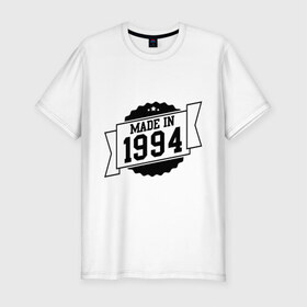 Мужская футболка премиум с принтом Made in 1994 в Курске, 92% хлопок, 8% лайкра | приталенный силуэт, круглый вырез ворота, длина до линии бедра, короткий рукав | 