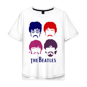 Мужская футболка хлопок Oversize с принтом The Beatles faces в Курске, 100% хлопок | свободный крой, круглый ворот, “спинка” длиннее передней части | beatles | the beatles | the beatles faces | бителс