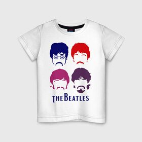 Детская футболка хлопок с принтом The Beatles faces в Курске, 100% хлопок | круглый вырез горловины, полуприлегающий силуэт, длина до линии бедер | beatles | the beatles | the beatles faces | бителс
