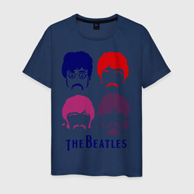 Мужская футболка хлопок с принтом The Beatles faces в Курске, 100% хлопок | прямой крой, круглый вырез горловины, длина до линии бедер, слегка спущенное плечо. | beatles | the beatles | the beatles faces | бителс