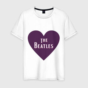 Мужская футболка хлопок с принтом The Beatles is love в Курске, 100% хлопок | прямой крой, круглый вырез горловины, длина до линии бедер, слегка спущенное плечо. | 