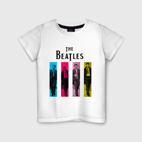 Детская футболка хлопок с принтом Walking Beatles в Курске, 100% хлопок | круглый вырез горловины, полуприлегающий силуэт, длина до линии бедер | Тематика изображения на принте: beatles | the beatles | walking beatles | бителс