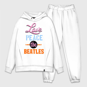 Мужской костюм хлопок OVERSIZE с принтом Love peace the Beatles в Курске,  |  | beatles | love peace the beatles | the beatles | бителс