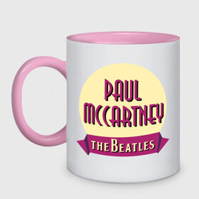 Кружка двухцветная с принтом Paul McCartney The Beatles в Курске, керамика | объем — 330 мл, диаметр — 80 мм. Цветная ручка и кайма сверху, в некоторых цветах — вся внутренняя часть | beatles | paul mccartney the beatles | the beatles | бителс