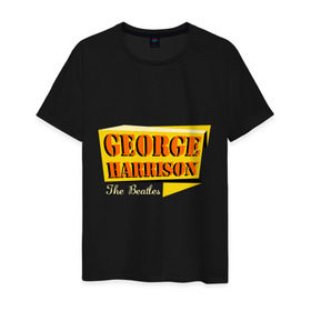Мужская футболка хлопок с принтом George Harrison в Курске, 100% хлопок | прямой крой, круглый вырез горловины, длина до линии бедер, слегка спущенное плечо. | beatles | george harrison | the beatles | бителс | джерш харисон