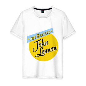 Мужская футболка хлопок с принтом John Lennon The Beatles в Курске, 100% хлопок | прямой крой, круглый вырез горловины, длина до линии бедер, слегка спущенное плечо. | beatles | john lennon | the beatles | бителс | джон ленон