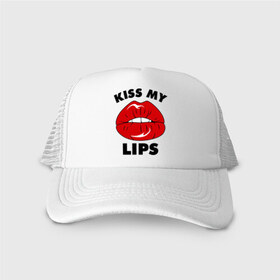 Кепка тракер с сеткой с принтом Kiss my Lips в Курске, трикотажное полотно; задняя часть — сетка | длинный козырек, универсальный размер, пластиковая застежка | kiss | lips | swag | губы | поцелуй | сваг | свог | свэг