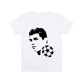 Детская футболка хлопок с принтом C.Ronaldo в Курске, 100% хлопок | круглый вырез горловины, полуприлегающий силуэт, длина до линии бедер | Тематика изображения на принте: football | footballplayer | real madrid | криштиану роналдо | реал мадрилд | футбол | футболерывкашники