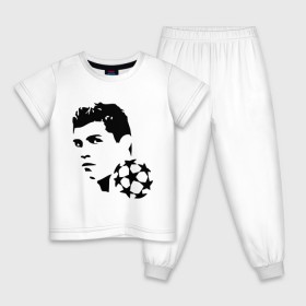 Детская пижама хлопок с принтом C.Ronaldo в Курске, 100% хлопок |  брюки и футболка прямого кроя, без карманов, на брюках мягкая резинка на поясе и по низу штанин
 | football | footballplayer | real madrid | криштиану роналдо | реал мадрилд | футбол | футболерывкашники