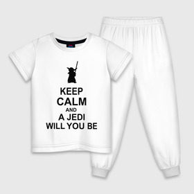 Детская пижама хлопок с принтом Keep calm and a jedi will you be в Курске, 100% хлопок |  брюки и футболка прямого кроя, без карманов, на брюках мягкая резинка на поясе и по низу штанин
 | keep calm | keep calm and a jedi will you be