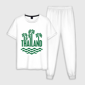 Мужская пижама хлопок с принтом Тайланд в Курске, 100% хлопок | брюки и футболка прямого кроя, без карманов, на брюках мягкая резинка на поясе и по низу штанин
 | tailand | тайланд