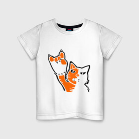 Детская футболка хлопок с принтом Рокерский котейка в Курске, 100% хлопок | круглый вырез горловины, полуприлегающий силуэт, длина до линии бедер | котейка | рокерский котейка