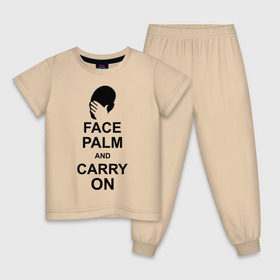 Детская пижама хлопок с принтом Facepalm and carry on в Курске, 100% хлопок |  брюки и футболка прямого кроя, без карманов, на брюках мягкая резинка на поясе и по низу штанин
 | 