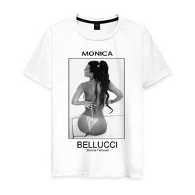 Мужская футболка хлопок с принтом Моника Беллучи в Курске, 100% хлопок | прямой крой, круглый вырез горловины, длина до линии бедер, слегка спущенное плечо. | monica bellucci | беллучи | моника | моника беллучи